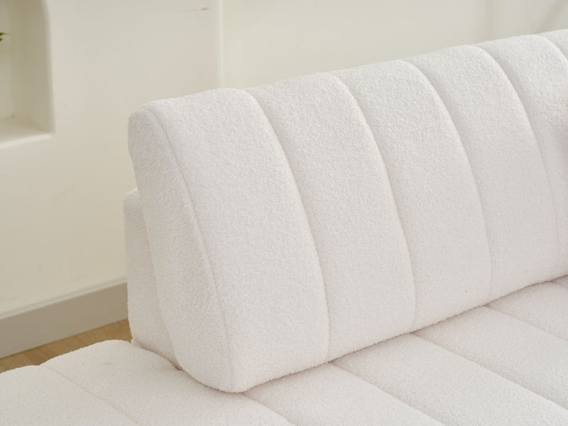 Urban Retreats Jessica Lamb Wool Sectional Sofa with chaise, showcasing plush upholstery and versatile configuration in a modern living room