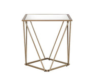 Fogya - End Table - Mirrored & Champagne Gold - R&R Furniture Gallery (Fountain Valley, CA)