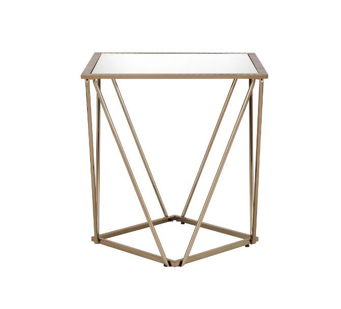 Fogya - End Table - Mirrored & Champagne Gold - R&R Furniture Gallery (Fountain Valley, CA)