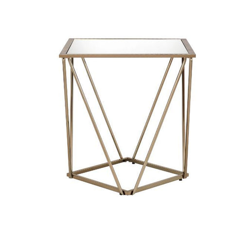 Fogya - End Table - Mirrored & Champagne Gold - R&R Furniture Gallery (Fountain Valley, CA)