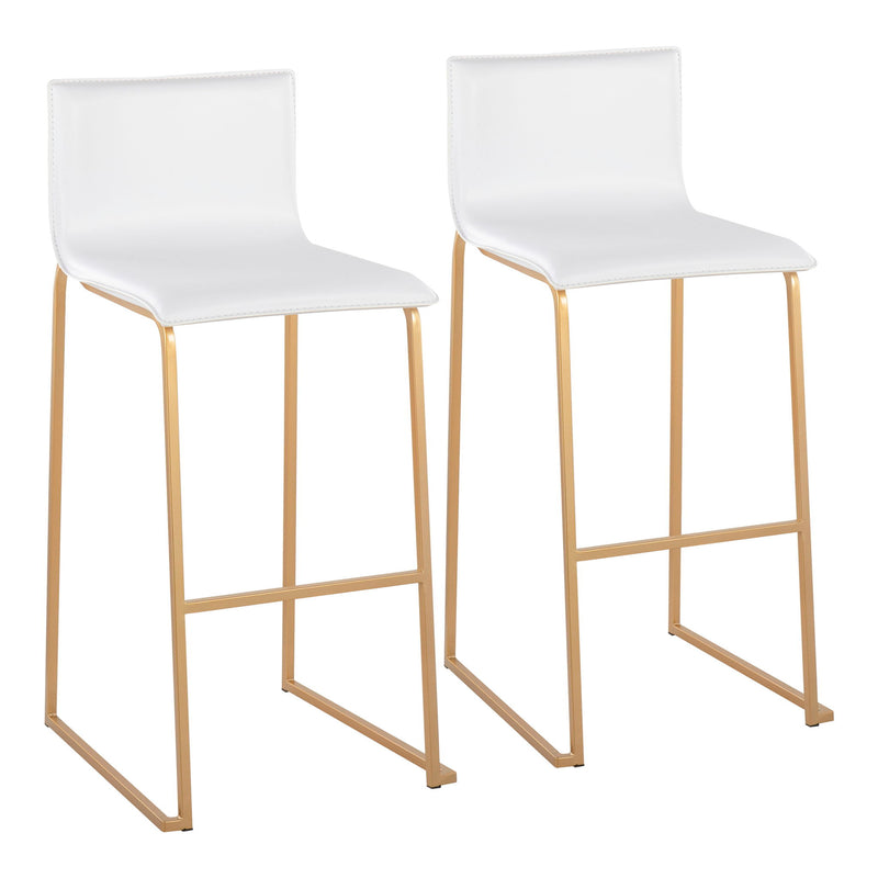 Set of two Lumi Source Mara contemporary upholstered barstools with sleek design and cushioned seats.