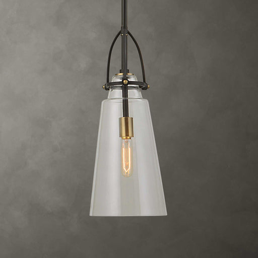 Uttermost Saugus industrial white 1-light pendant lighting hanging fixture with a sleek, modern design.