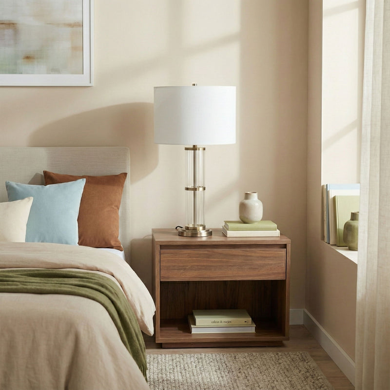 Echo - Table Lamp With On / Off Switch Clear Body Base - Clear / Silver / White - R&R Furniture Gallery (Fountain Valley, CA)
