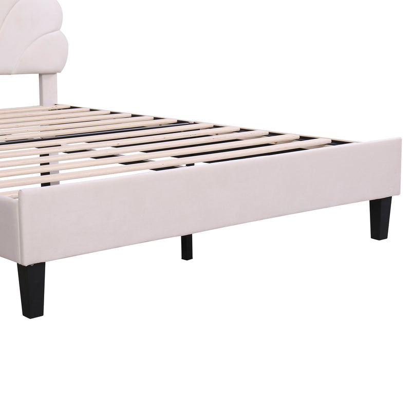 Upholstered Platform Bed With Flower Pattern Headboard - R&R Furniture Gallery (Fountain Valley, CA)