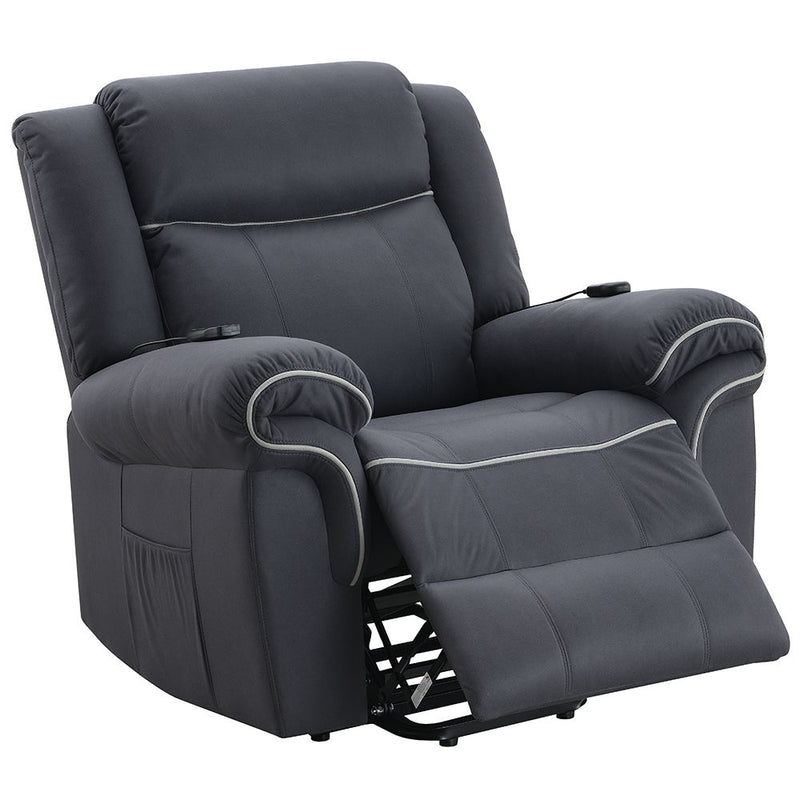 Domana - Power Recliner With Lift & Heating & Massage - Dark Blue Fabric - R&R Furniture Gallery (Fountain Valley, CA)