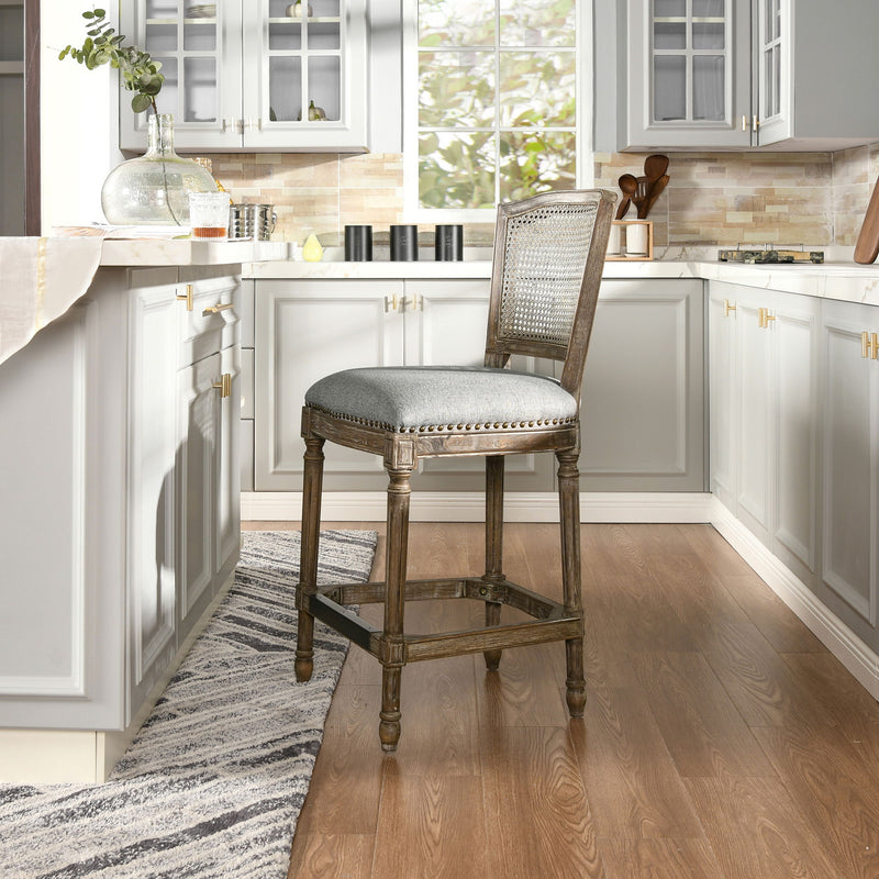 Triomphe - Rattan Wicker High Back Armless Counter Bar Stool - R&R Furniture Gallery (Fountain Valley, CA)