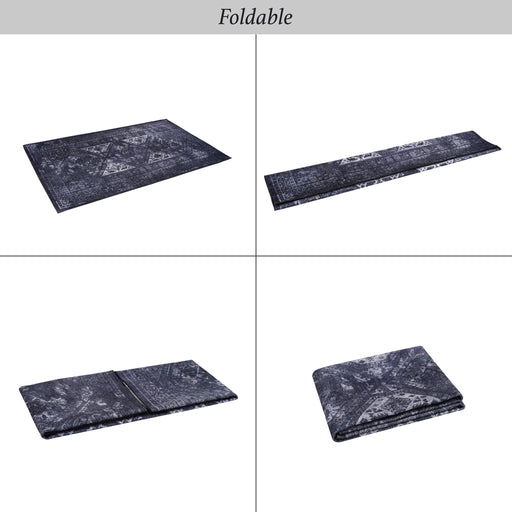 Maval - 8' X 10' Area Rug Washable - Black / Gray - R&R Furniture Gallery (Fountain Valley, CA)