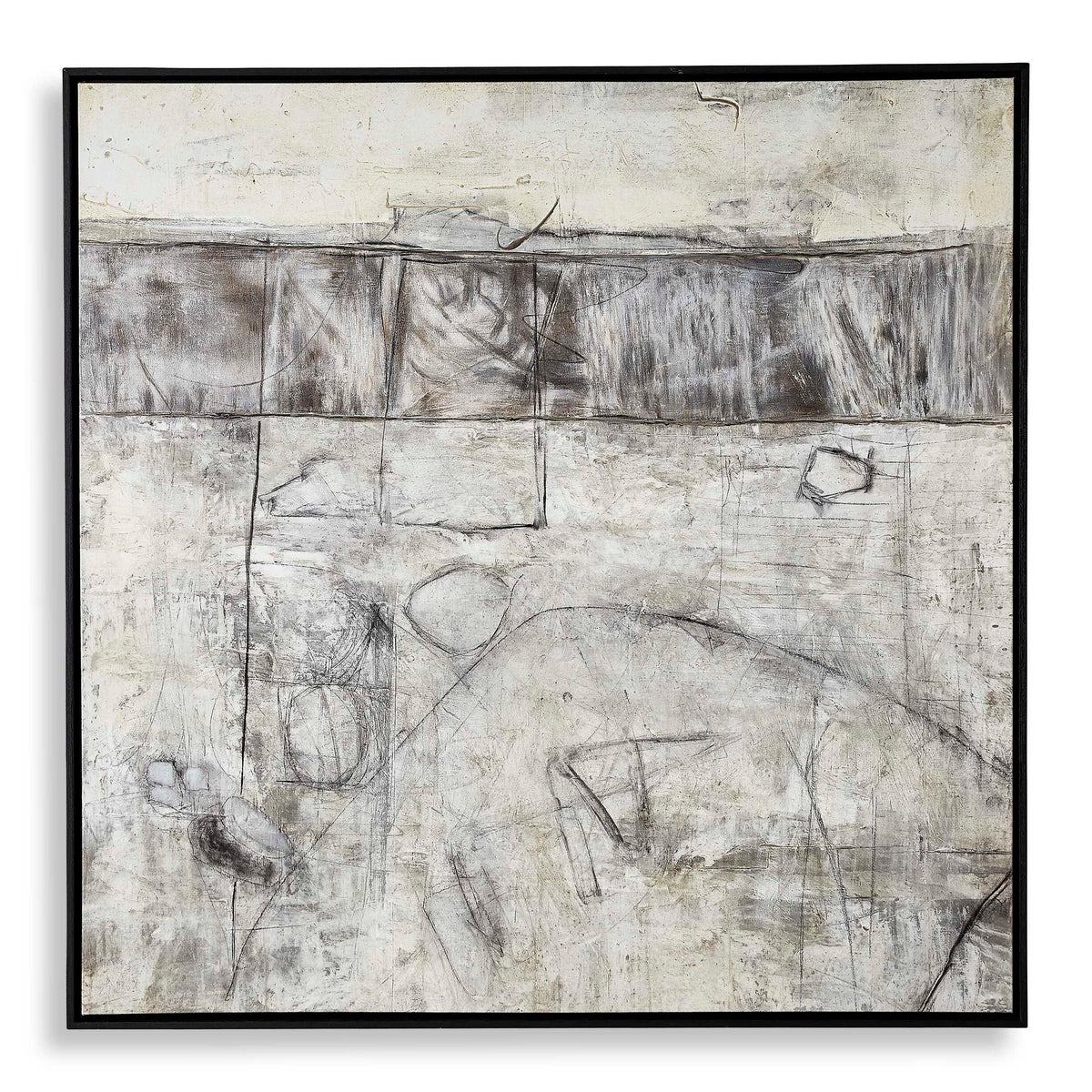 Edge Of Day - Framed Canvas - Black / Gray / White