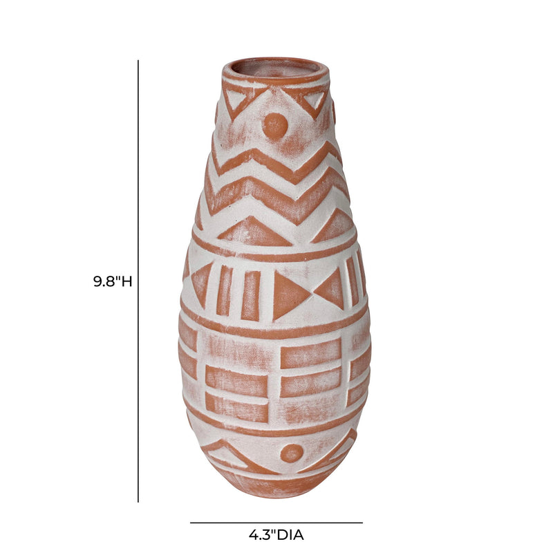 Earthenware - Aztec Teardrop Flower Vase - Terracotta - R&R Furniture Gallery (Fountain Valley, CA)