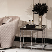 Carmela - End Table - Glossy Charcoal Sand - R&R Furniture Gallery (Fountain Valley, CA)