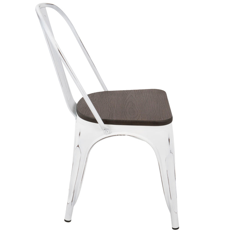 Lumi Source Oregon Industrial Farmhouse stackable dining chairs set of 2 with metal and wood design, perfect for modern dining spaces.