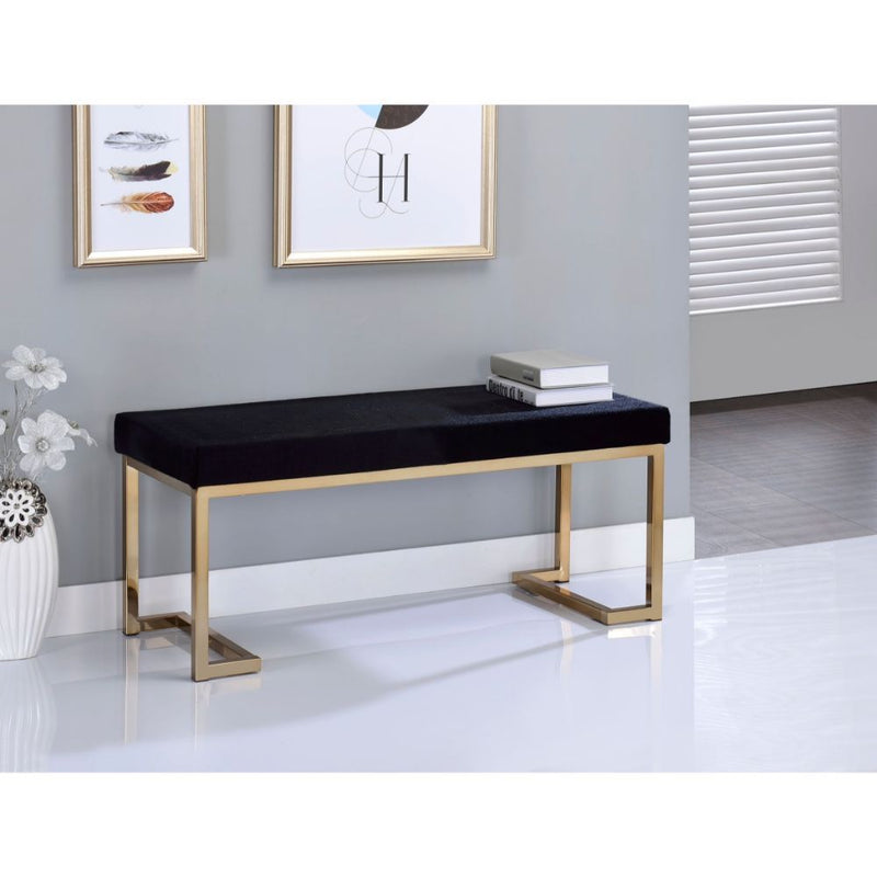 Boice - Bench - Black Fabric & Champagne - R&R Furniture Gallery (Fountain Valley, CA)