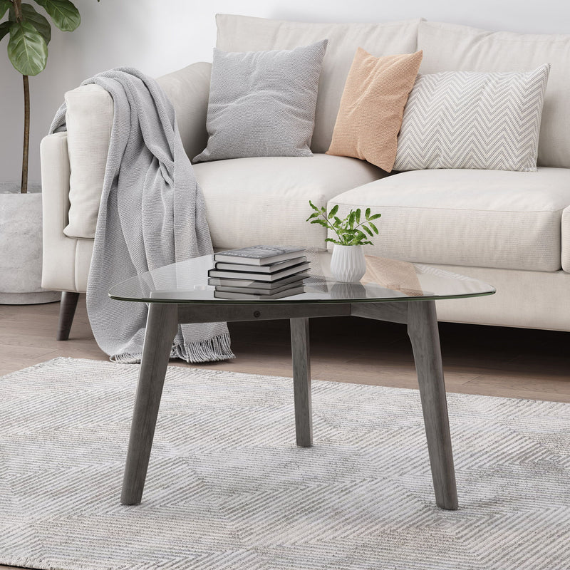 Noble House modern coffee table with wood construction and compact design, featuring a sleek, minimalist style for living room decor.