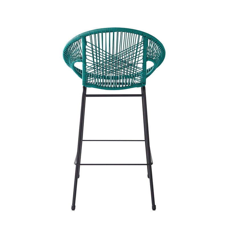 Set of two Ferrara outdoor patio barstools by Noble House, featuring metal frames and cushioned seats for outdoor seating.