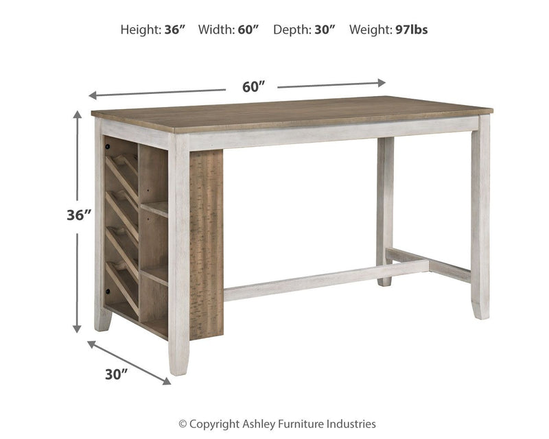 Skempton - Rectangular Counter Table With Storage - White - R&R Furniture Gallery (Fountain Valley, CA)
