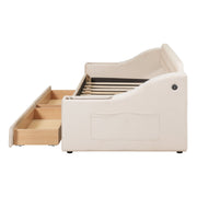 Upholstered Daybed With Storage Armrests And USB Port - R&R Furniture Gallery (Fountain Valley, CA)