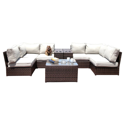 Comfortable Modern Patio Rattan Sectional Set With Cushions - R&R Furniture Gallery (Fountain Valley, CA)