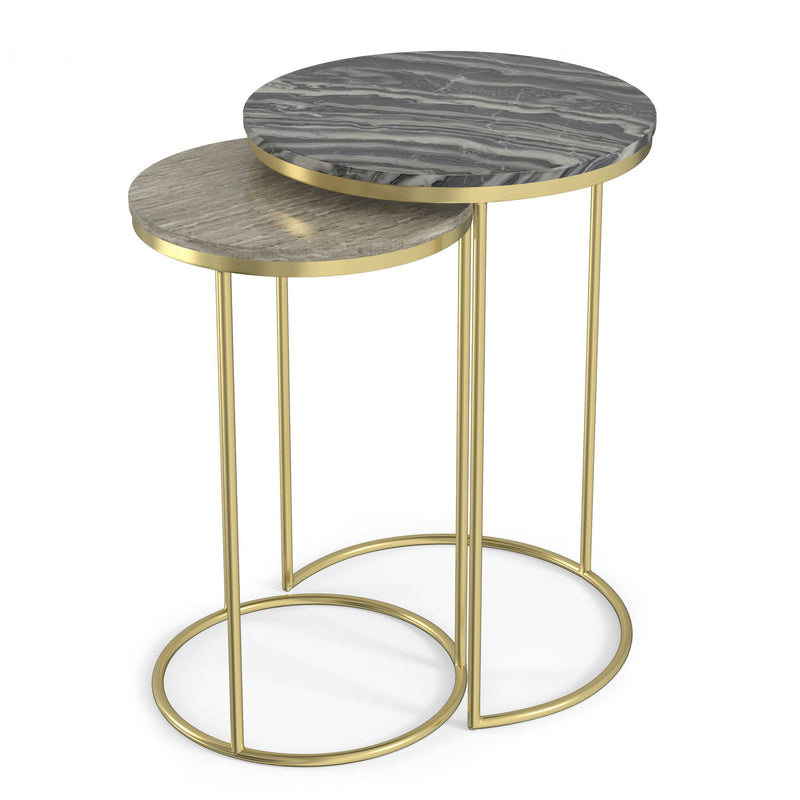 Ashley - 2 Piece Nesting Table - Gold - R&R Furniture Gallery (Fountain Valley, CA)