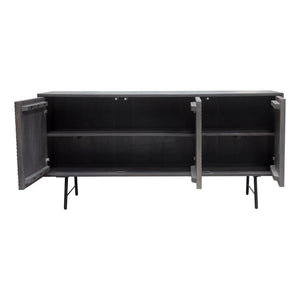 Neo 3-Door Solid Mango Wood Sideboard in Smoke Grey Finish w/ Gun Metal Finished Base by Diamond Sofa
