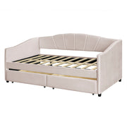 Upholstered Daybed With Two Drawers And Wood Slat - R&R Furniture Gallery (Fountain Valley, CA)