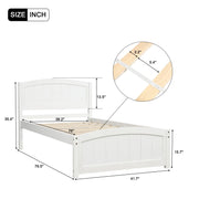 DreamHaus platform bed with matching headboard, footboard, and wood slat support, showcasing a modern wooden bedroom furniture set.