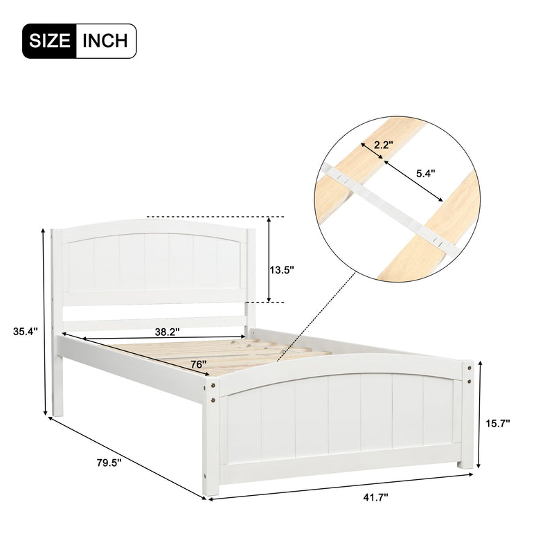 DreamHaus platform bed with matching headboard, footboard, and wood slat support, showcasing a modern wooden bedroom furniture set.