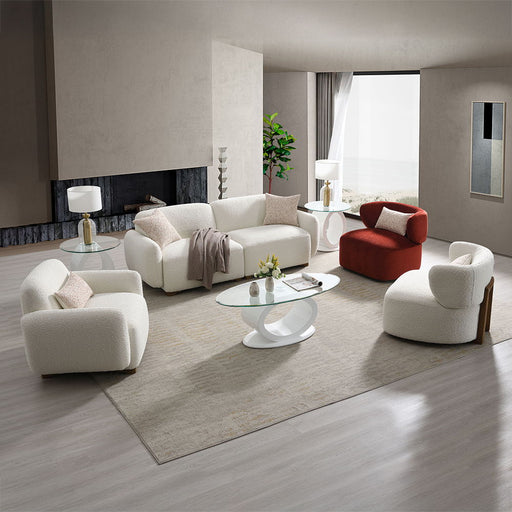Darius - Chair With Pillow - Beige Boucle - R&R Furniture Gallery (Fountain Valley, CA)