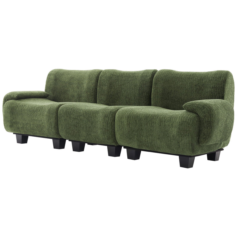 Noble House 3-seater sofa couch with curved armrests, stationary design, featuring plush upholstery and modern style.