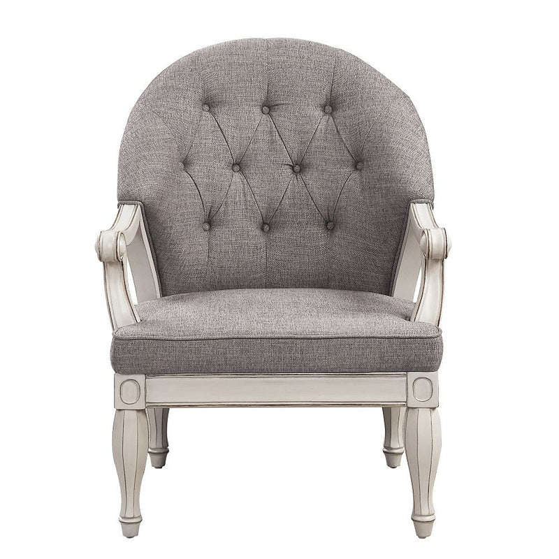 Florian - Chair - Gray Fabric & Antique White - R&R Furniture Gallery (Fountain Valley, CA)