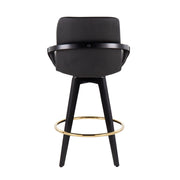 Lumi Source Cosmo contemporary fixed height counter stool set with swivel, round footrest, black upholstery, and sleek modern design