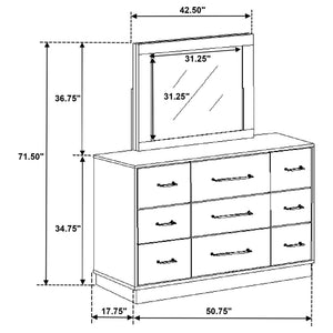 Edmondson - 9 Drawer Dresser With Mirror - Natural / Gray