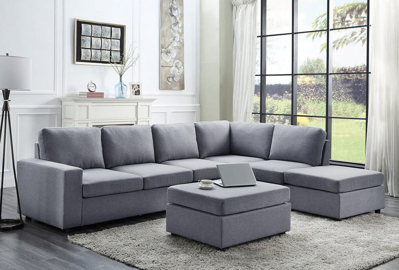 Cassia - 7 Seat Reversible Modular Sectional Sofa With Ottoman - R&R Furniture Gallery (Fountain Valley, CA)