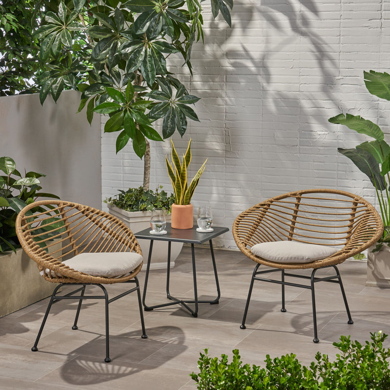 Cordella - Outdoor Woven Wicker Chairs With Cushions, (Set of 2) - R&R Furniture Gallery (Fountain Valley, CA)