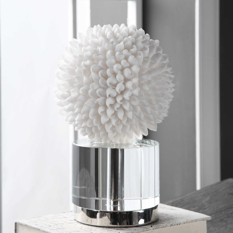 White Cascara sculpture by Uttermost, abstract ceramic figurine showcasing modern art design.