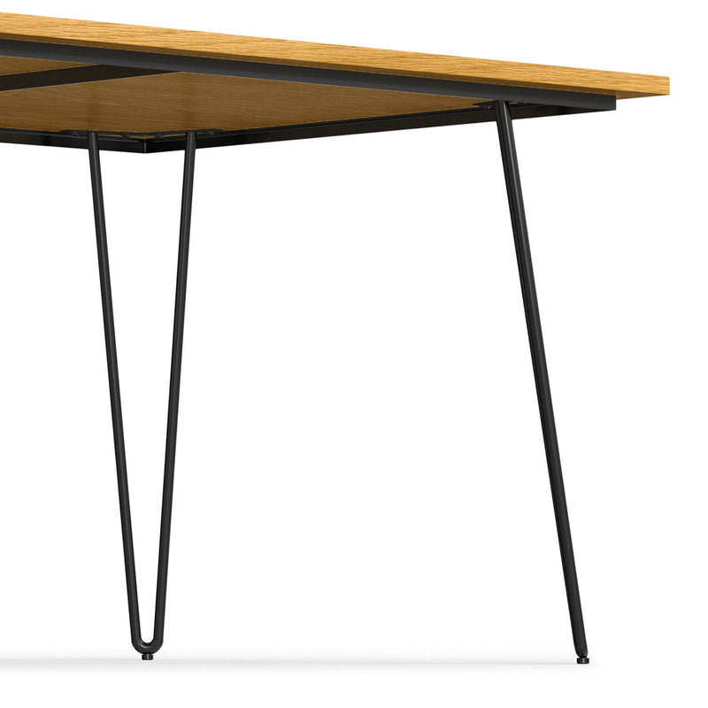 Simpli-Home Hunter square tabletop dining table with wooden finish, modern design, perfect for kitchen or dining room.