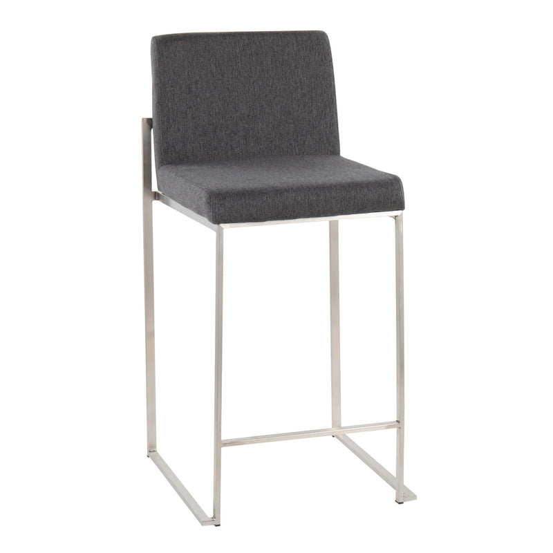 Lumi Source Fuji contemporary high back counter stool with functional design, featuring a sleek modern style and dark wood finish.