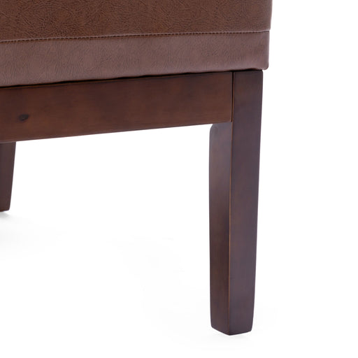 Dark brown Noble House accent armless chair with tufted waffle stitch upholstery, modern contemporary design.