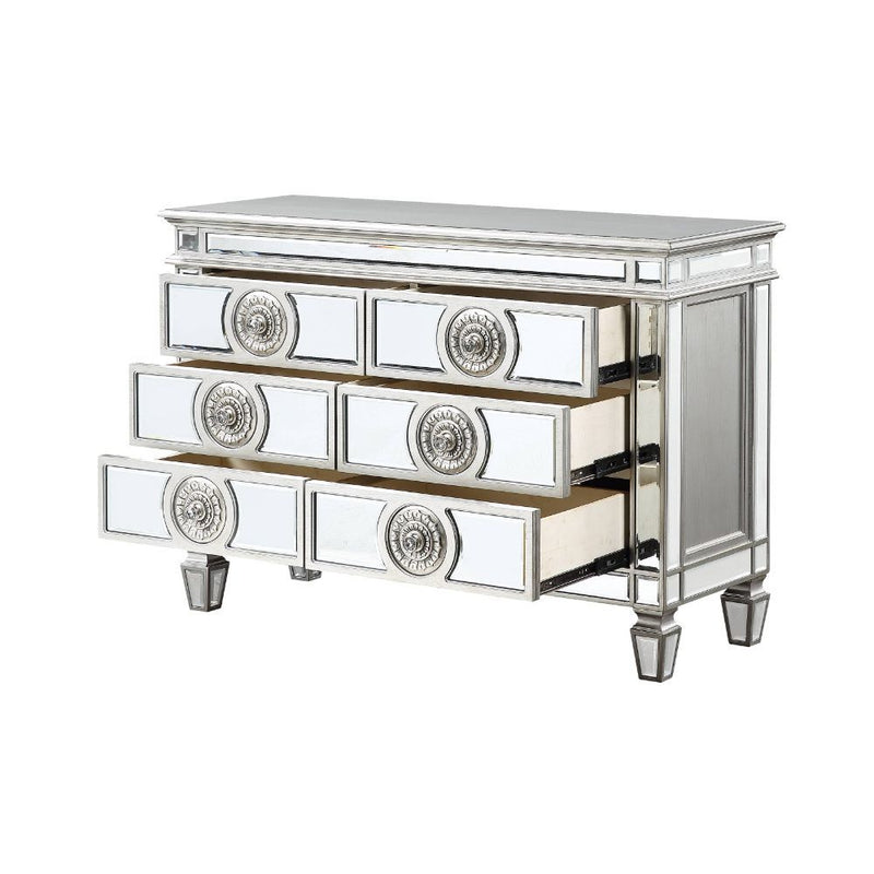 Varian - 34" Server - Mirrored & Antique Platinum - R&R Furniture Gallery (Fountain Valley, CA)