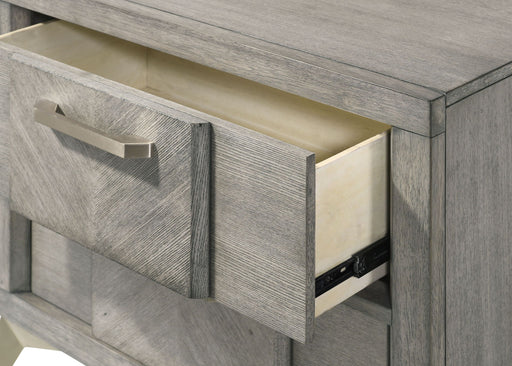 2 Drawer Night Bookmatched Veneers - Gray - R&R Furniture Gallery (Fountain Valley, CA)