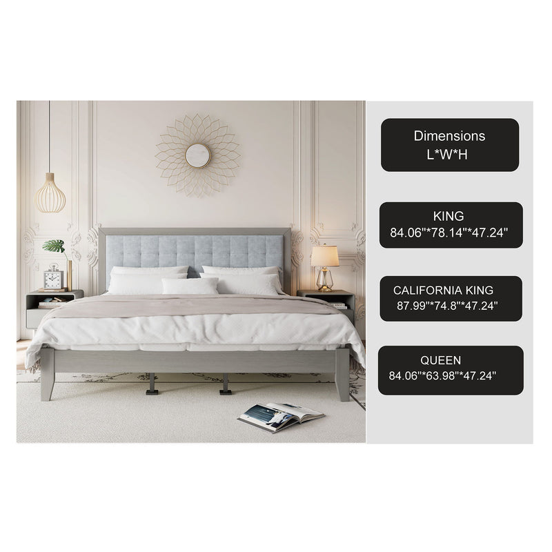 Mid Century Modern Platform Bed With Upholstered Headboard - R&R Furniture Gallery (Fountain Valley, CA)