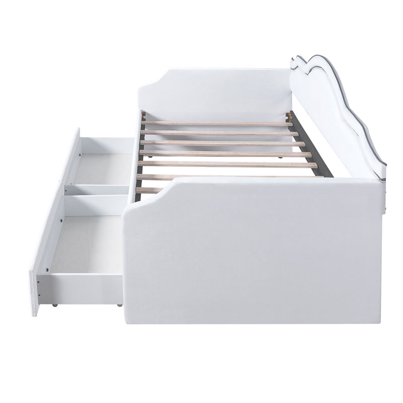 Upholstered Daybed With LED Lights And 2 Drawersme - R&R Furniture Gallery (Fountain Valley, CA)
