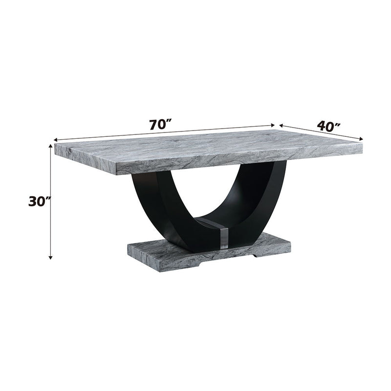 Caralin - Dining Table - Engineered Stone & Black - R&R Furniture Gallery (Fountain Valley, CA)