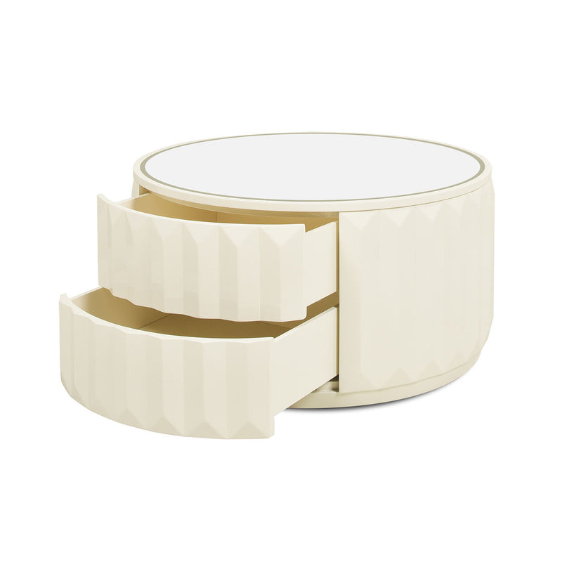 Facino - Round Storage Coffee Table - White Birch - R&R Furniture Gallery (Fountain Valley, CA)