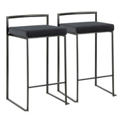 Lumi Source Fuji contemporary style stackable counter stool set with sleek design and wooden legs, ideal for modern kitchen or bar area.