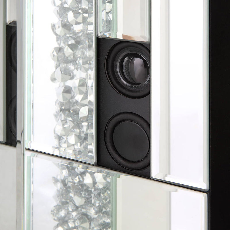 Noralie - 36"H Fireplace With Bluetooth - Mirrored & Faux Diamonds