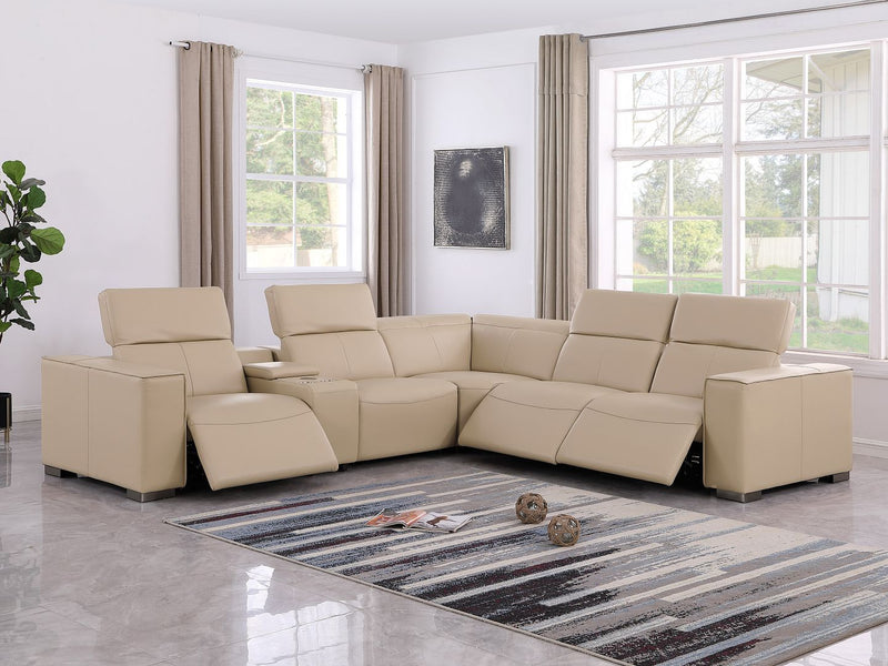 1208 - 6-Piece L-Shaped Leather Reclining Sectional With 3 Power Recliners