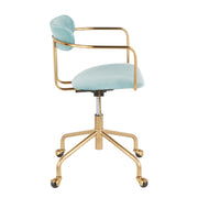 Lumi Source Demi contemporary office desk chair with black upholstery and chrome base, ergonomic design for modern workspace.