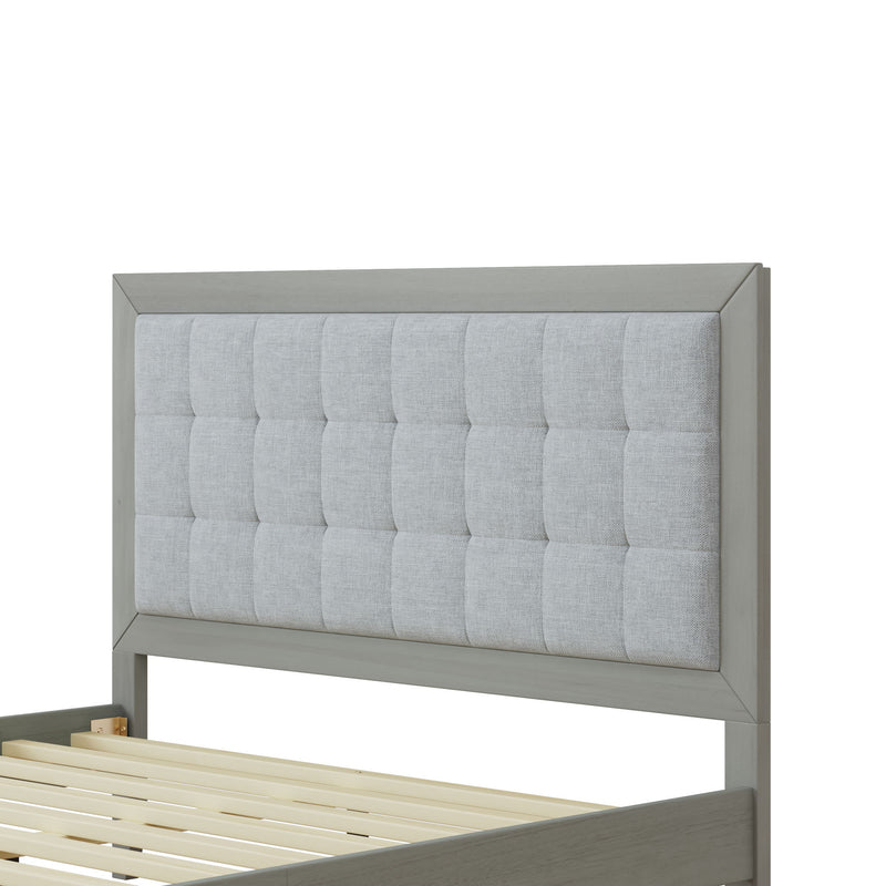 Mid Century Modern Platform Bed With Upholstered Headboard - R&R Furniture Gallery (Fountain Valley, CA)