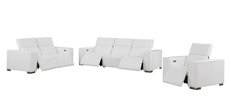 1208 - Leather Reclining Set (Sofa, Loveseat & Chair With 5 Power Recliners)
