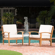 Outdoor Club Chair With Cushion And Acacia Wood Frame - Teak - R&R Furniture Gallery (Fountain Valley, CA)